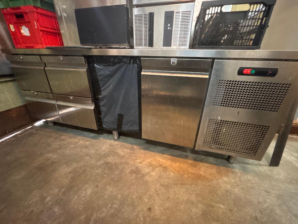 225 cm RVS koelwerkbank (EXPORT), Ophalen, Gebruikt, 170 cm of meer