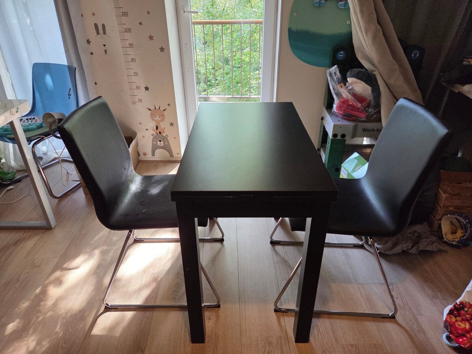 Foldable Dining Table Set with 2 Chairs, Huis en Inrichting, Complete eetkamers, Zo goed als nieuw, 4 tot 6 stoelen, Ophalen