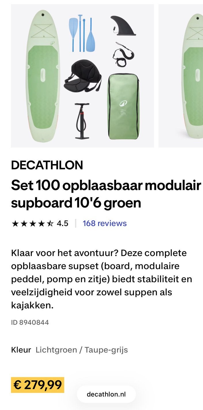 Oplaad sup Decathlon, Ophalen of Verzenden, Zo goed als nieuw, SUP-boards