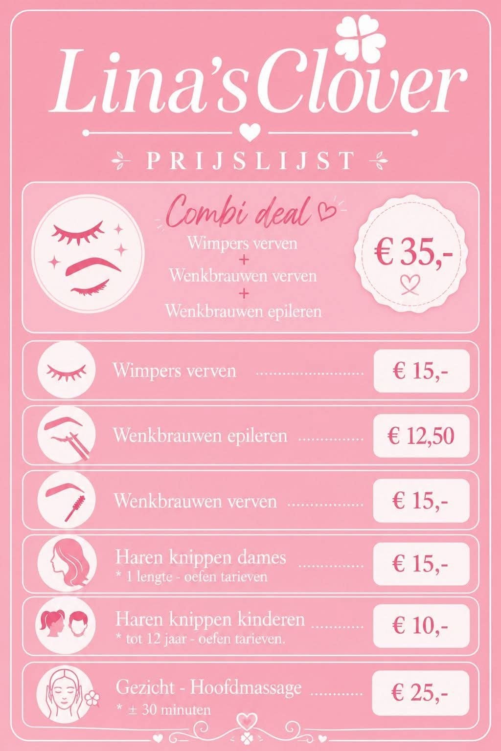 Beauty behandelingen - wenkbrauwen - wimpers - haren, Ophalen