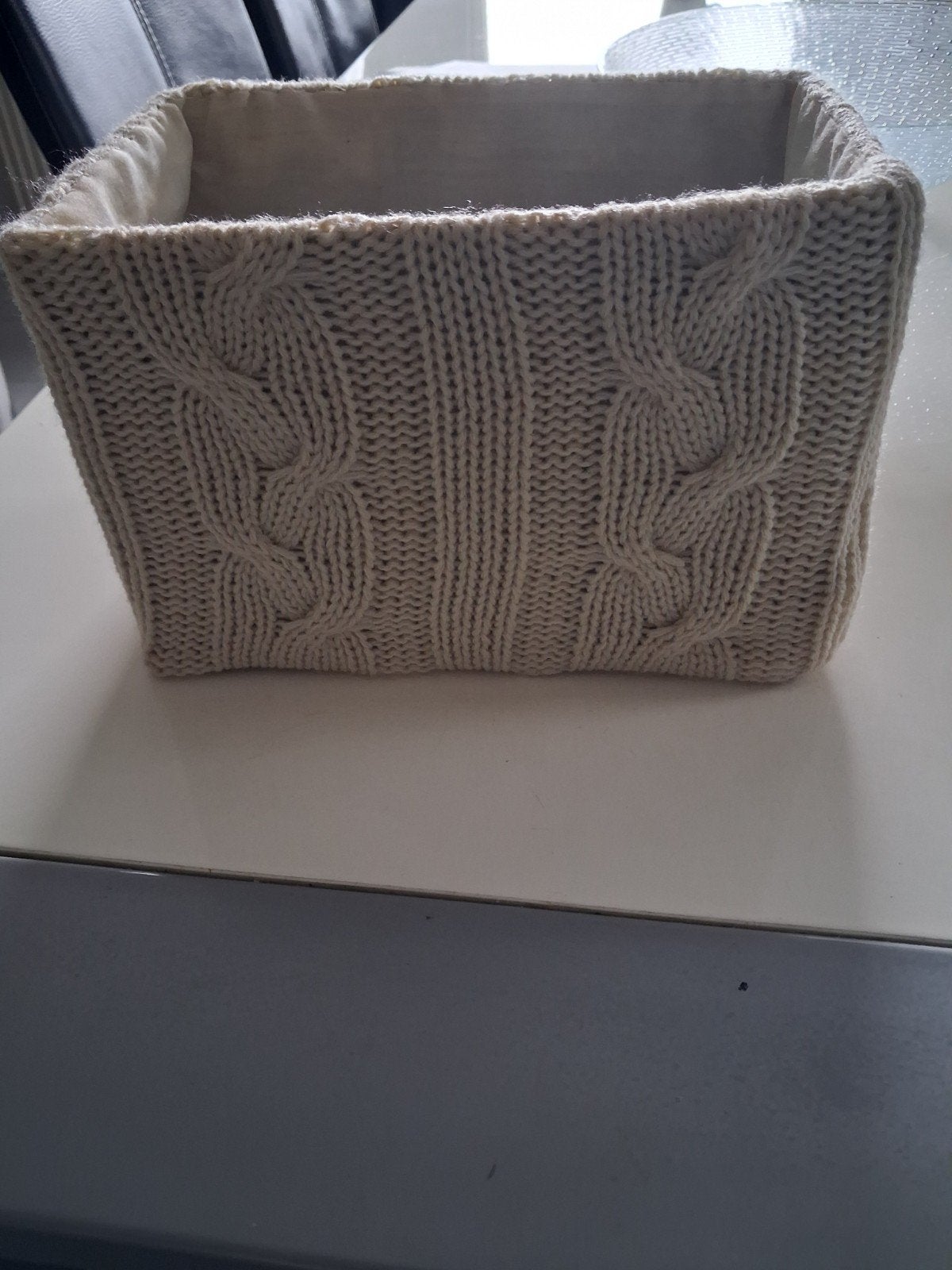 Obergmandje - Gebreide Opbergmand met Kabelpatroon, Ophalen, Gebruikt, Beige, Scandinavisch