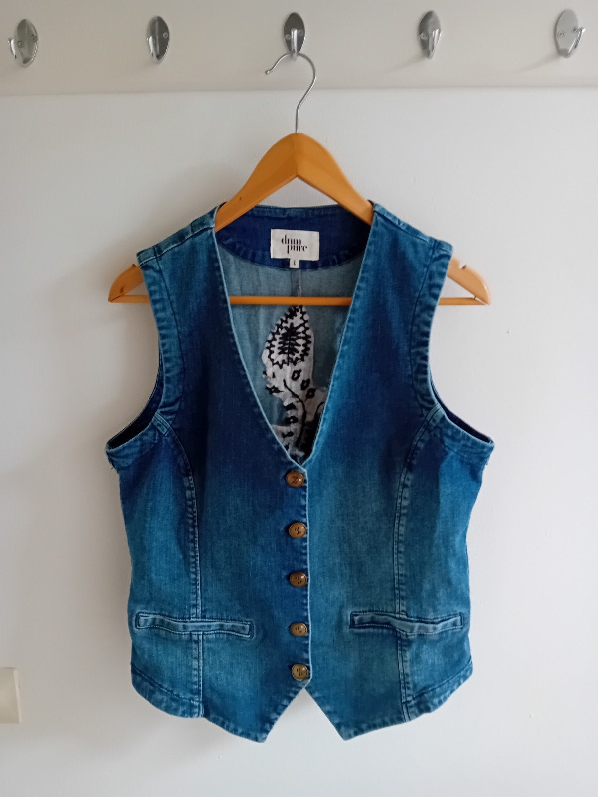 Gilet jeans, spijker van dnm pure. Borduursel L blauw nieuw, Ophalen of Verzenden, Nieuw, Maat 38/40 (M), Blauw