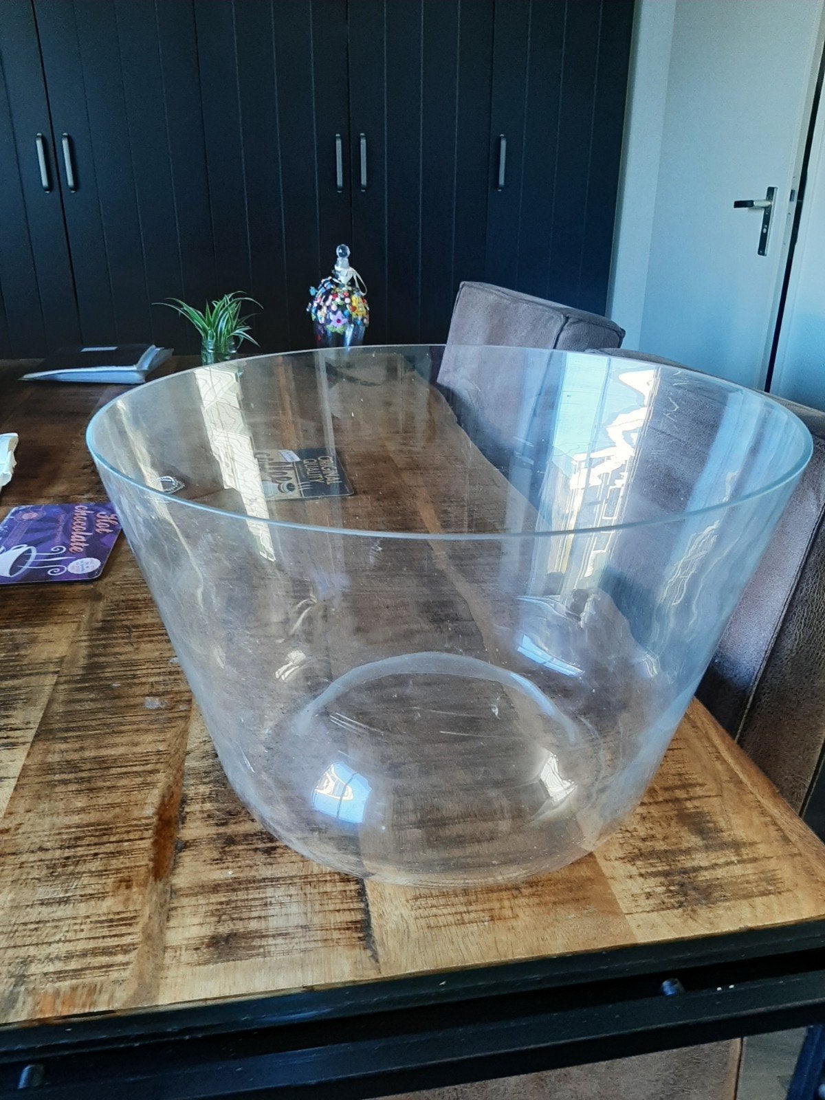 mooie grote schaal h 25,5 b 40 cm, Ophalen, Schaal, Rond, Glas
