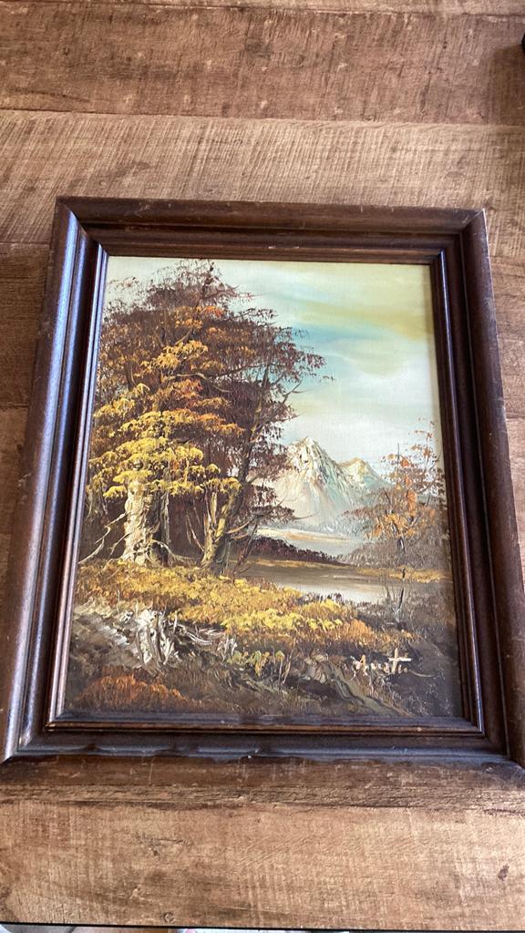 Landschap olieverf op doek gesigneerd Austin, Antiek en Kunst, Kunst | Schilderijen | Klassiek, Ophalen of Verzenden
