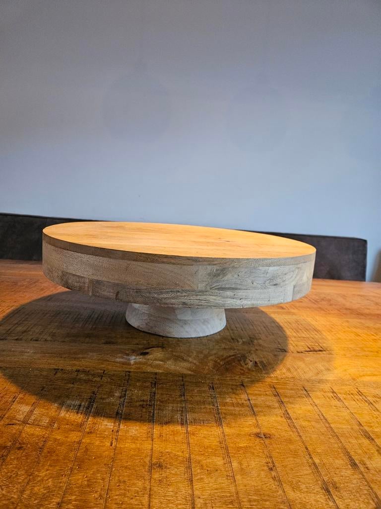 Riviera Maison Taartplateau Hout - Ø 50 cm, H 17 cm, Ophalen, Hout, Bruin, Landelijk