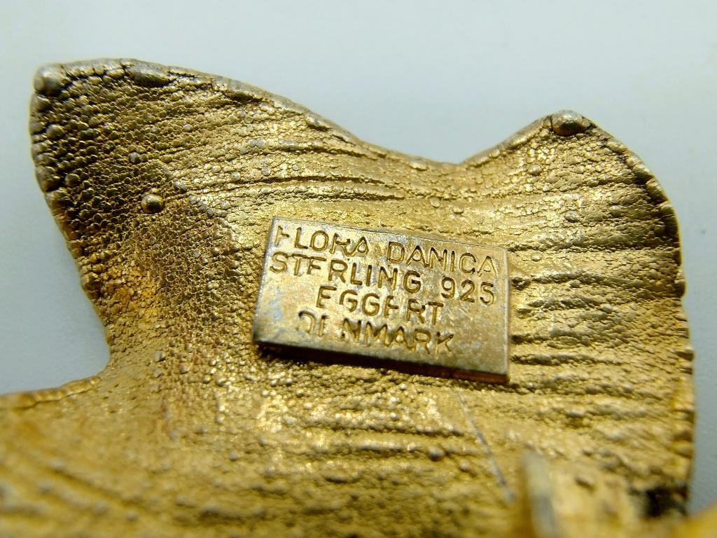 Zilveren design broche, Flora Danica, Eggert, Denemarken, 4 tot 7 cm, Gebruikt, Info@zilverwebsite.nl, Verzenden