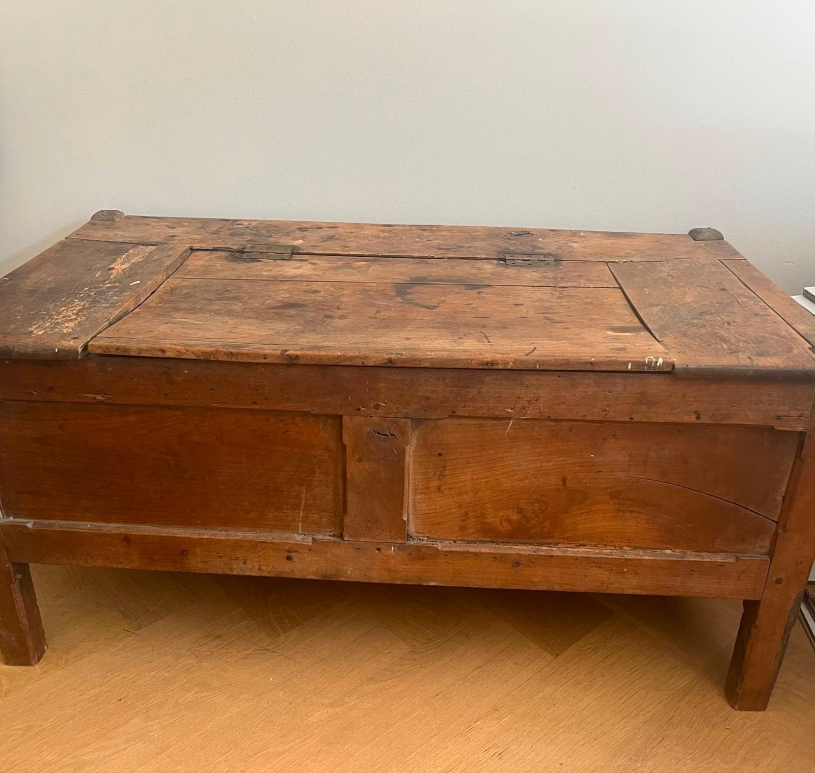 Antieke houten aardappelbak/kist met rooster, Ophalen