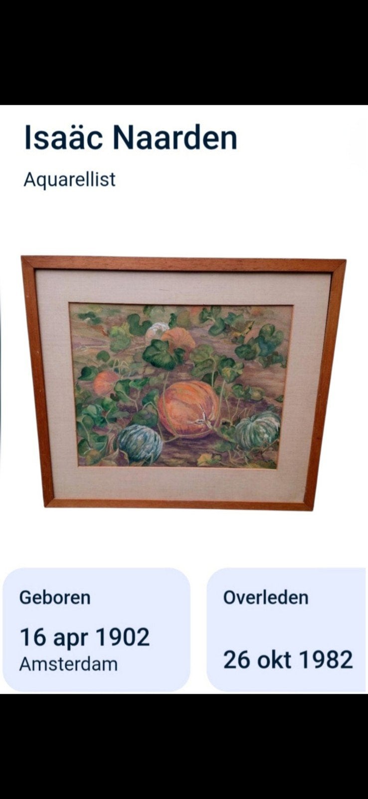 Isaäc Naarden (1902-1982) - Pompoenen - Aquarel, Antiek en Kunst, Ophalen of Verzenden