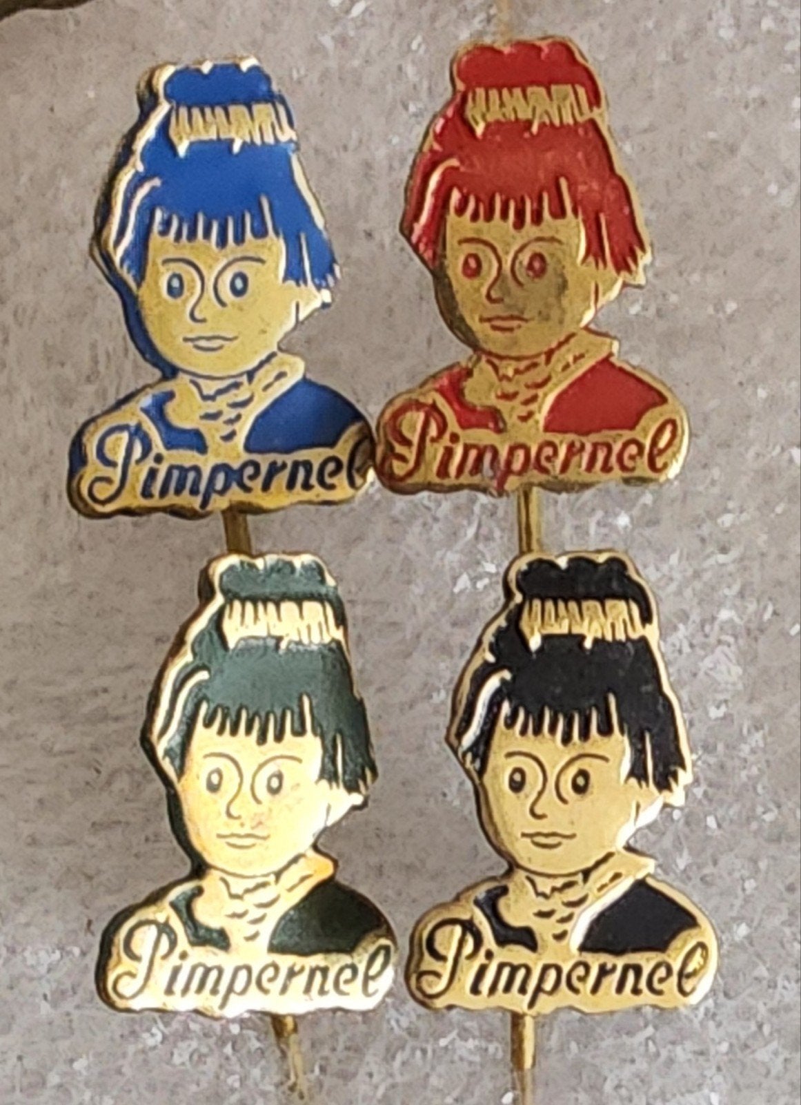 4 Pimpernel Speldjes - Vintage Collectie, Ophalen of Verzenden, Gebruikt, Figuurtje, Speldje of Pin
