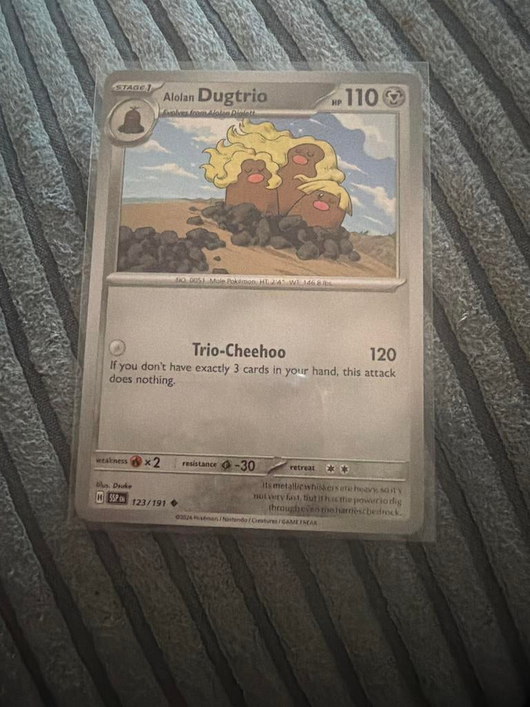 Alolan Dugtrio Pokémon Kaart - SSP EN 123/191, Ophalen of Verzenden, Zo goed als nieuw, Losse kaart