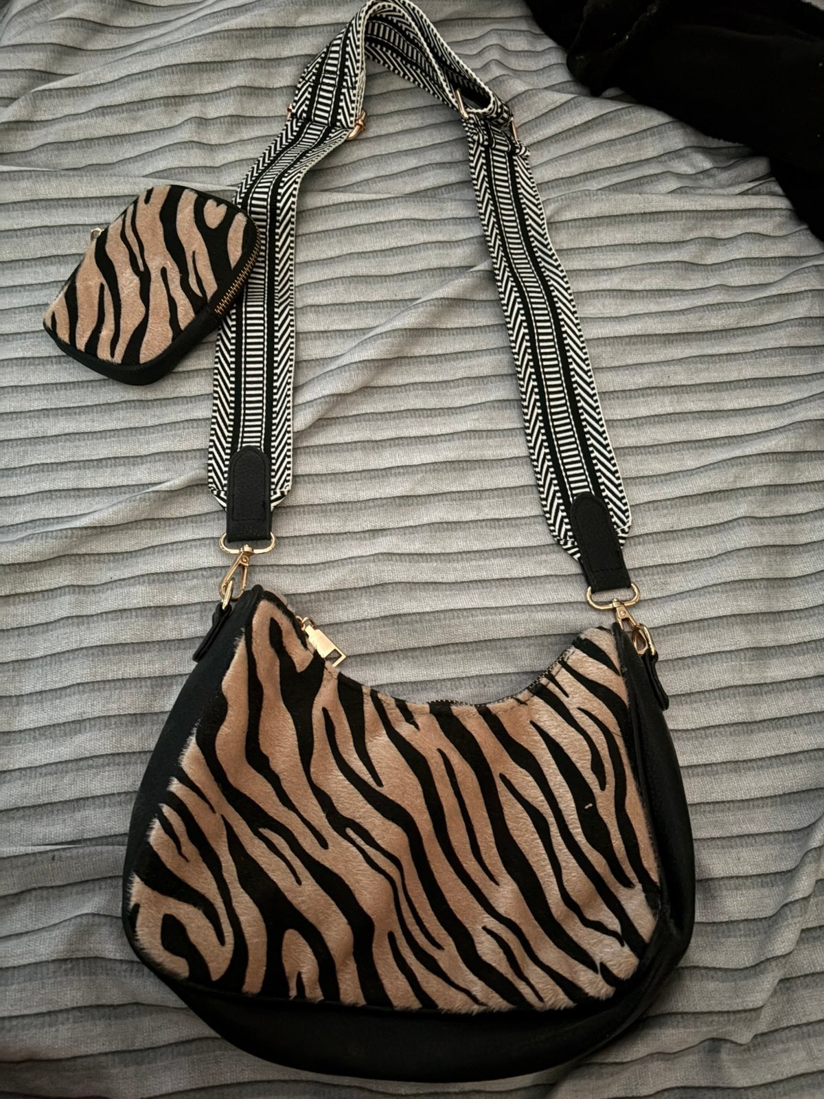 Zebra print handtas/schoudertas, Verzenden, Zo goed als nieuw, Zwart, Schoudertasje