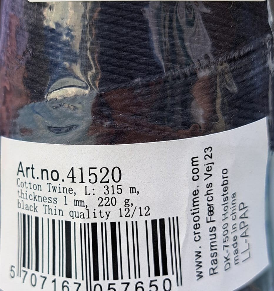 Nieuwe Cotton twine zwarte touw, 315m., Hobby en Vrije tijd, Naaien en Fournituren, Ophalen of Verzenden, Nieuw