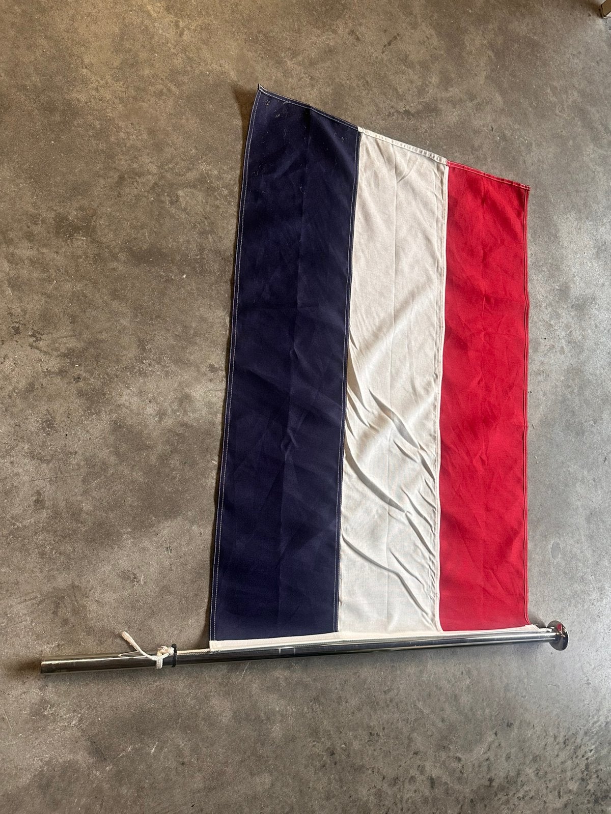 Boot RVS Vlaggen stok met vlag, Ophalen, Zo goed als nieuw