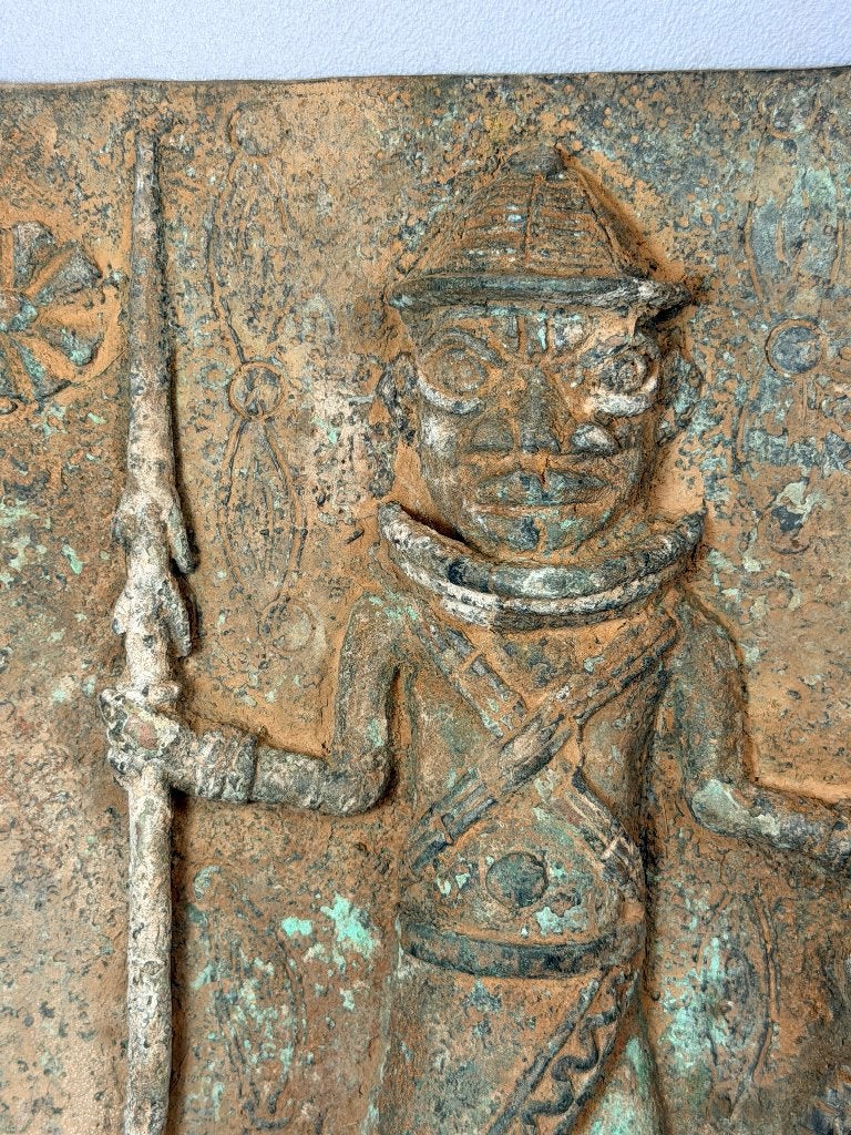 260715 - Afrikaans Benin bronze plaque - Nigeria., Ophalen of Verzenden