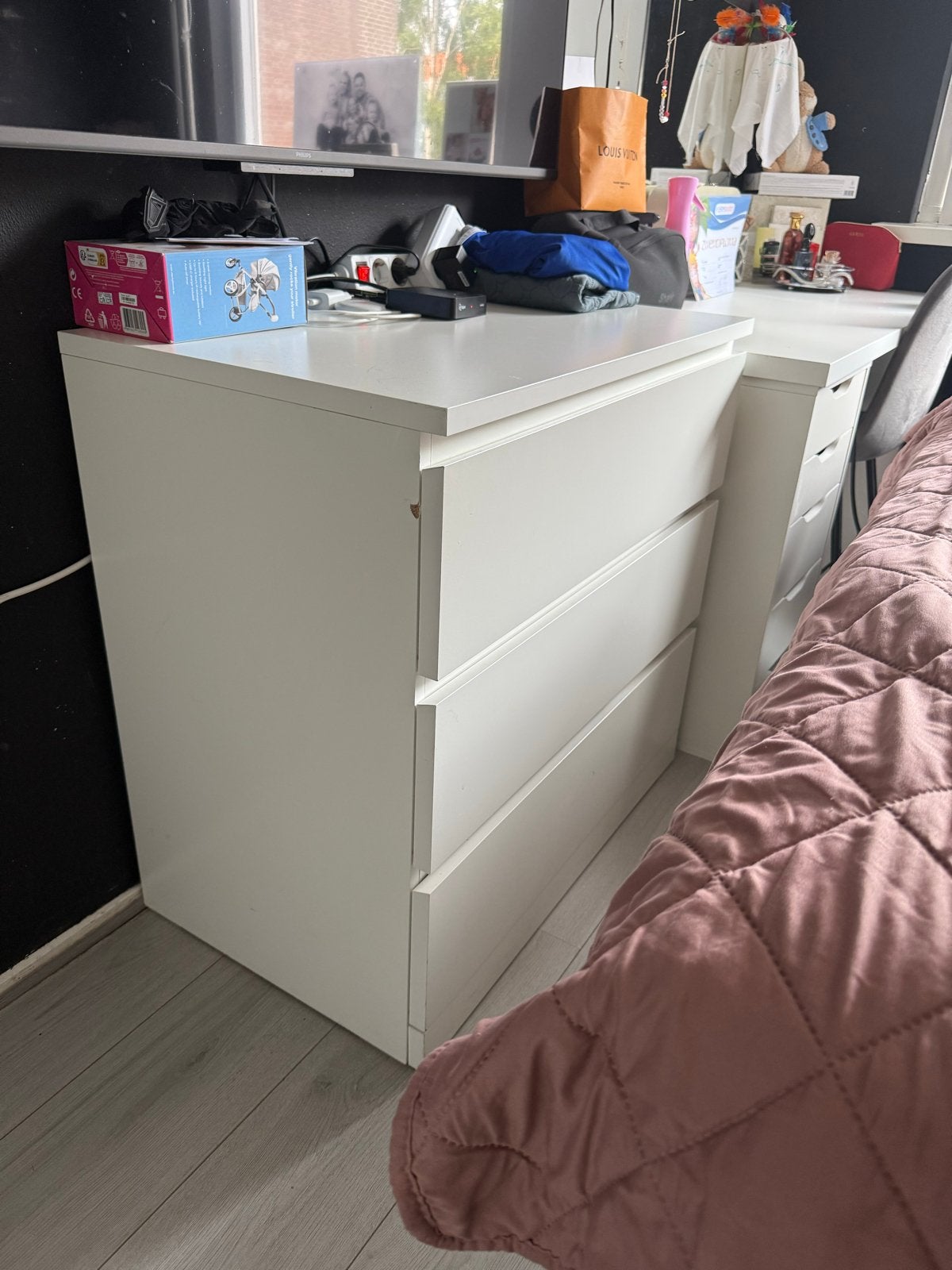 IKEA Malm ladekast met 3 lades - Wit, Ophalen, Gebruikt, 100 tot 150 cm, 50 tot 100 cm
