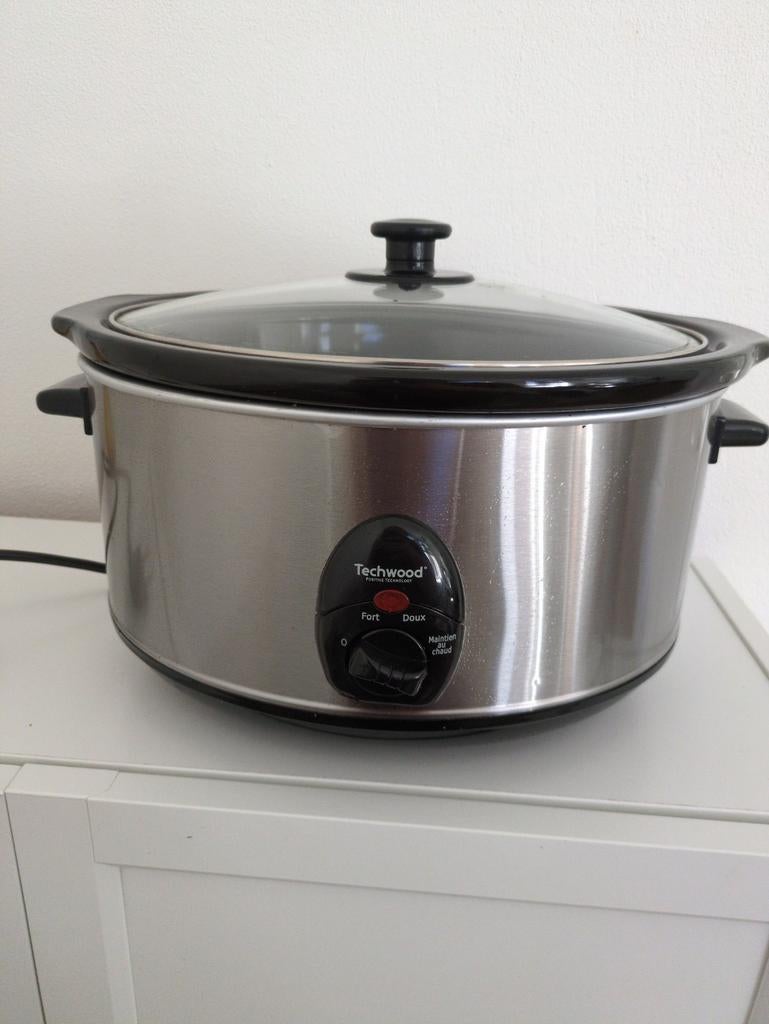 Techwood Slowcooker - Zilverkleurig met Glazen Deksel, Witgoed en Apparatuur, Slowcookers, Ophalen, Gebruikt