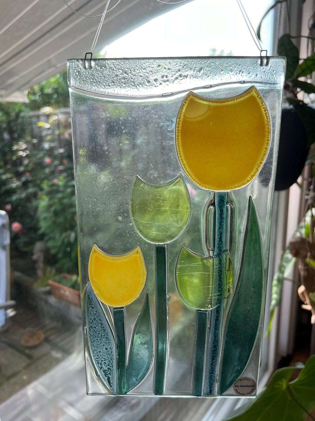 Atelier de Glashorst Glas Raamhanger Suncatcher Gele Tulpen, Ophalen of Verzenden, Object, Glas