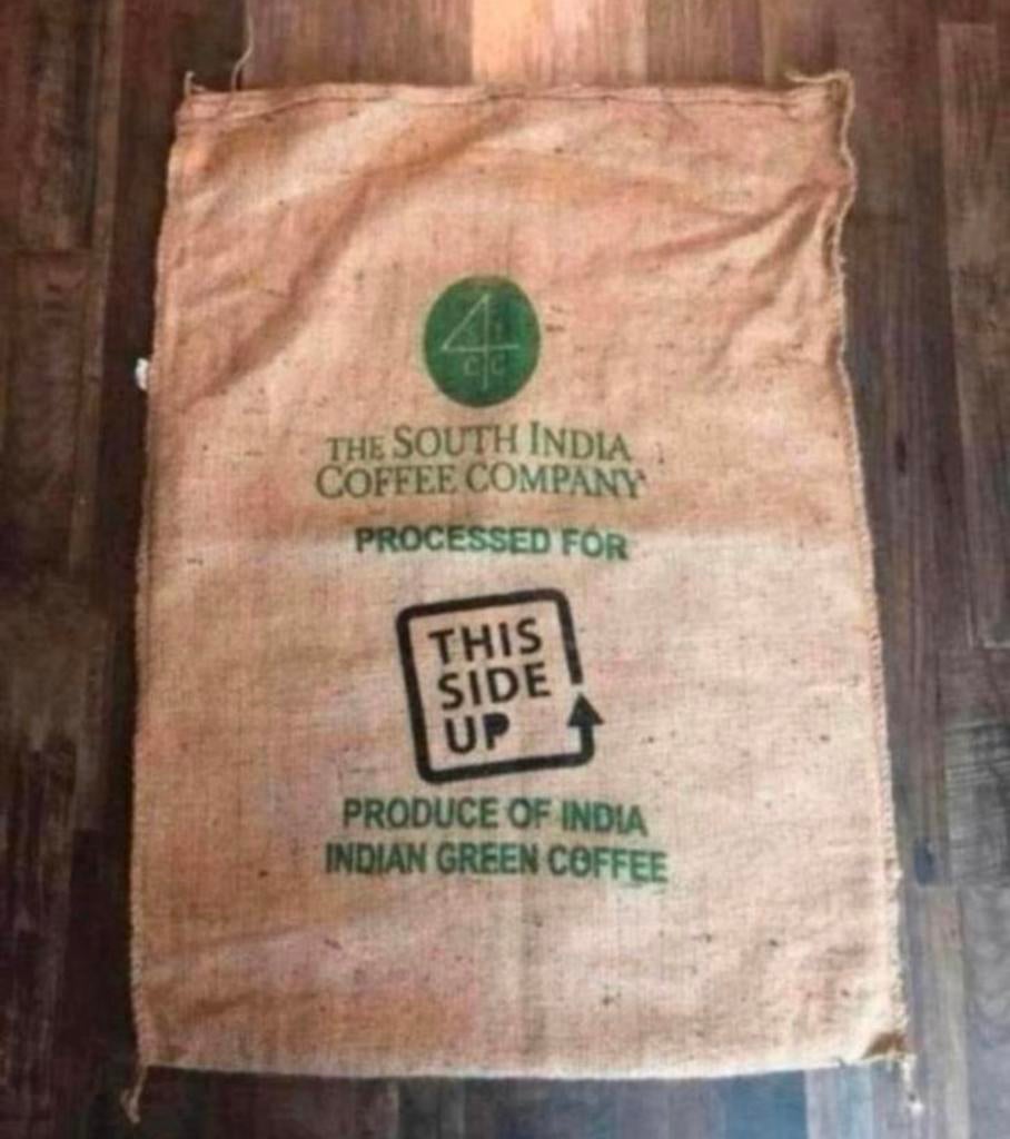 Jute zak van The South India Coffee Company, Hobby en Vrije tijd, Stoffen en Lappen, Ophalen of Verzenden