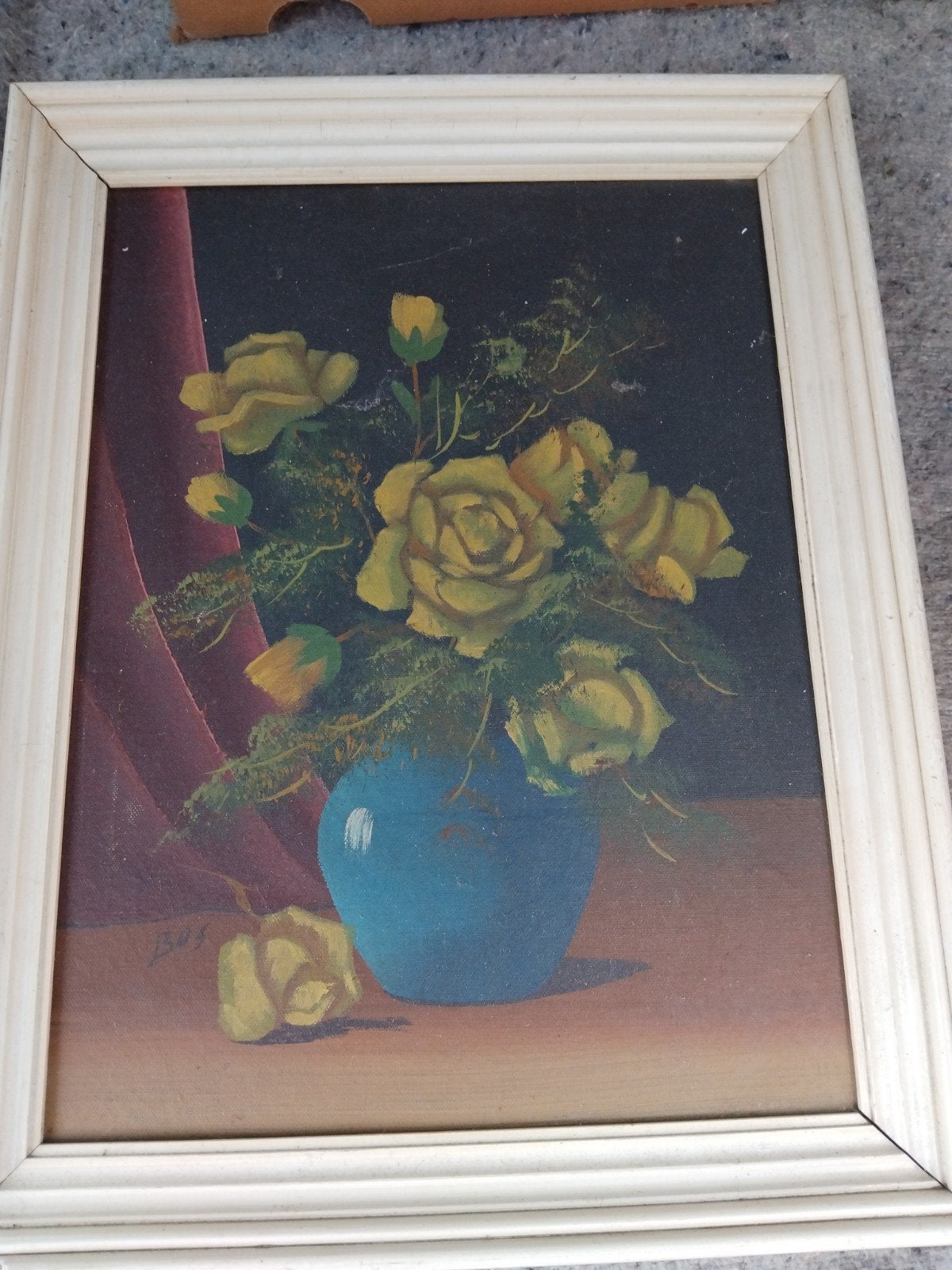 Schilderij v vaas met bloemen, gesign. Bos, Ophalen of Verzenden