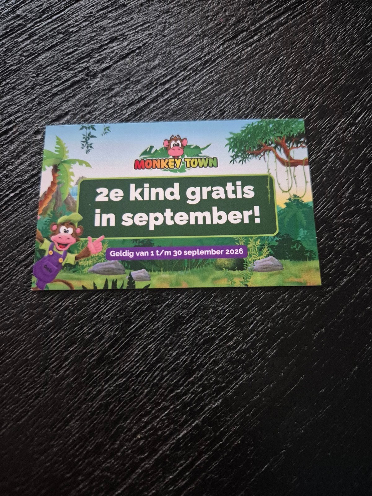 monkey town 2e kind gratis 5 euro, Ticket of Toegangskaart