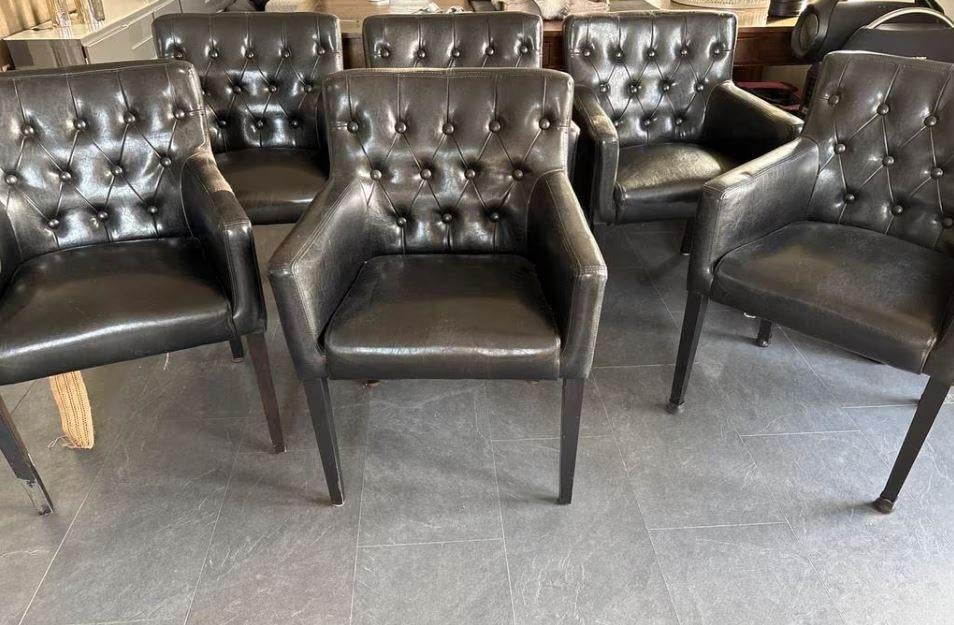 Wie kan ik blij maken met 6 Chesterfields, Huis en Inrichting, Stoelen, Ophalen, Gebruikt, Bruin, Gecapitonneerde chesterfield