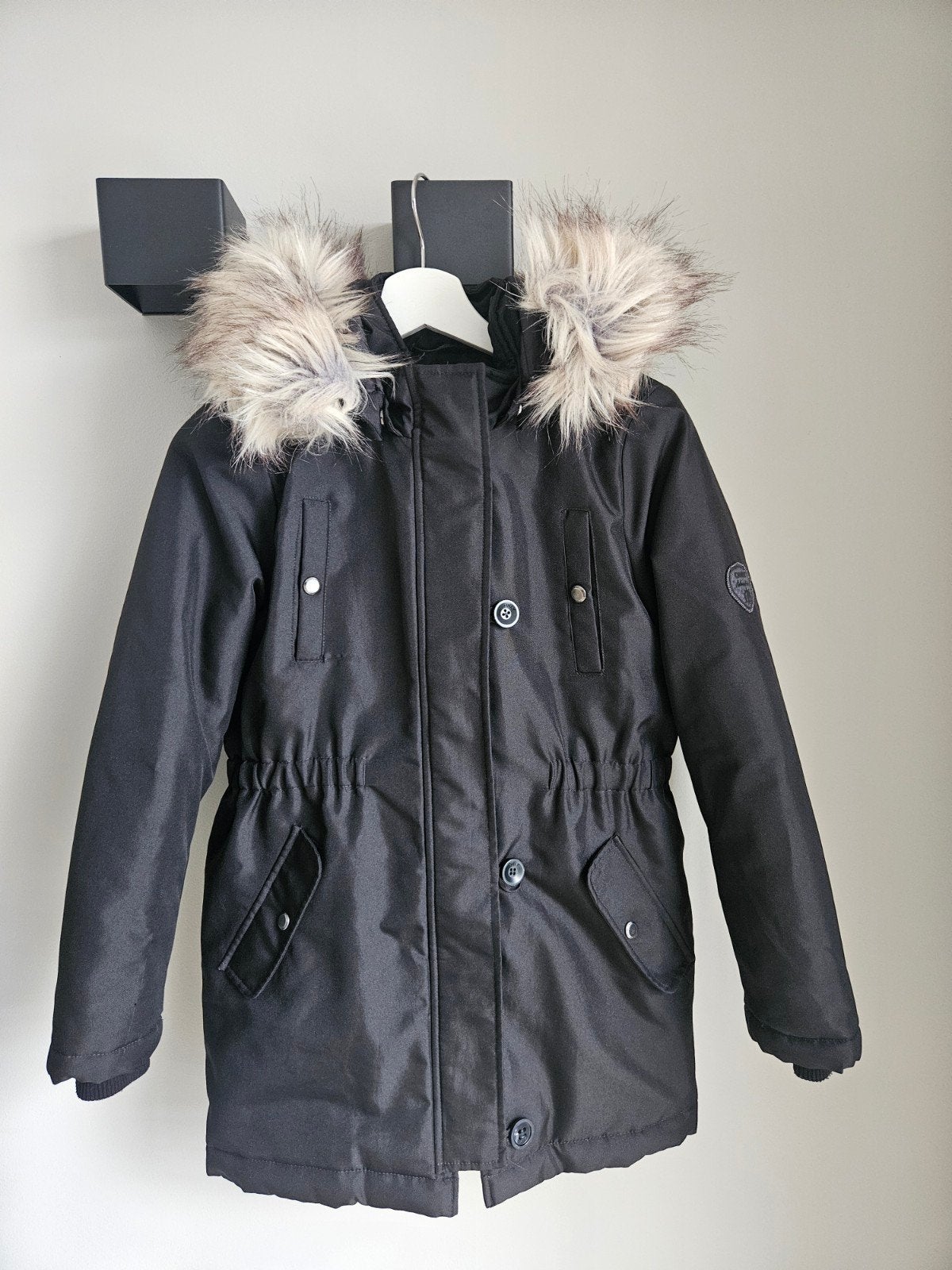 Kids Only winterjas zwart maat 152 met afneembare bontkraag, Meisje, Kids Only, Ophalen of Verzenden, Zo goed als nieuw