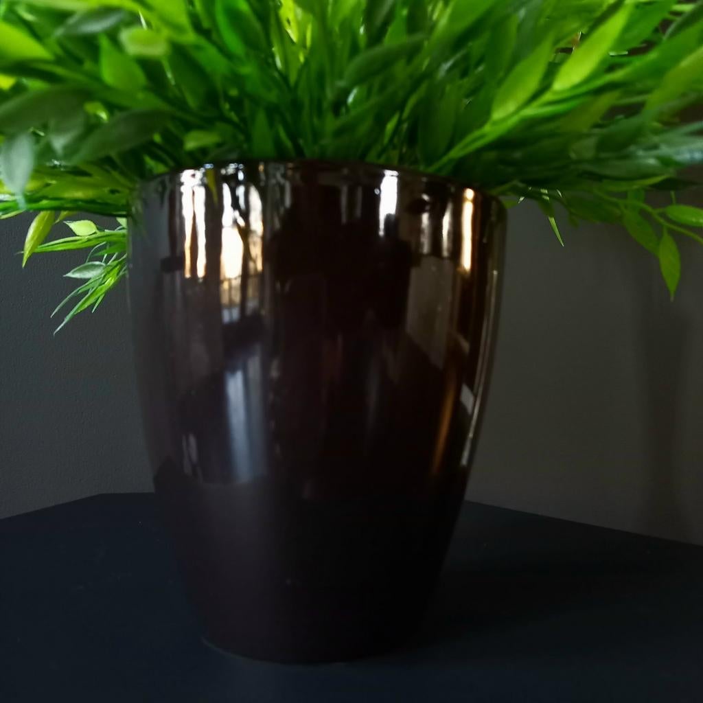 4 Zwarte glanzende bloempotten Hoog 14.5 cm nieuw, Ophalen of Verzenden, Nieuw
