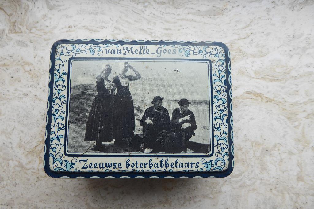 antiek blik Van Melle Goes Zeeuwse boterbabbelaars 1930, Verzamelen, Ophalen of Verzenden, Gebruikt, Overige