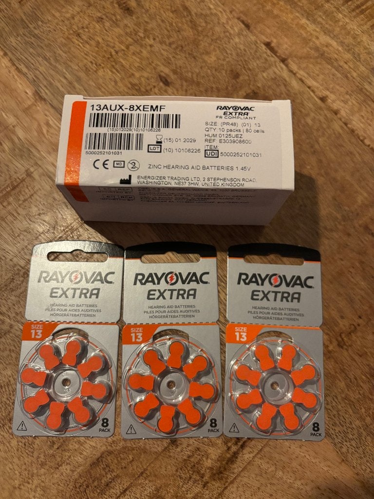 Hoorbatterijen Rayovac extra 13 -  8 pack - 104stuks, Ophalen of Verzenden, Nieuw
