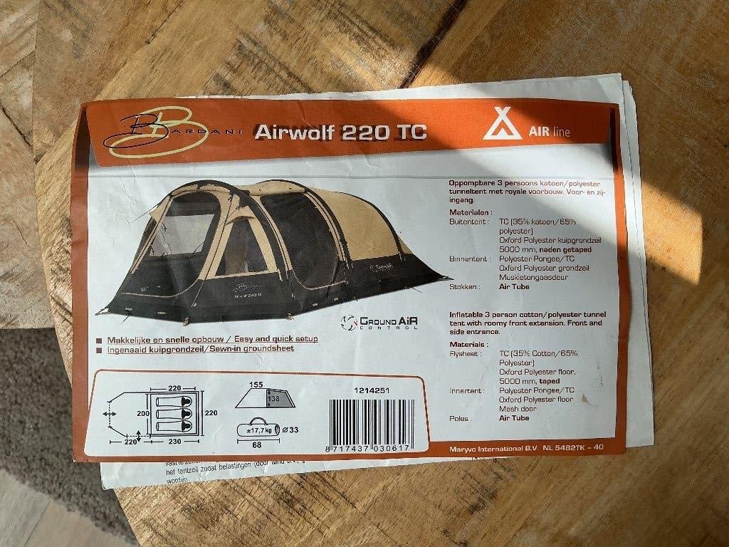 Tent 3persoons Bardani Airwolf 220TC, Caravans en Kamperen, Tenten, Ophalen, Gebruikt, Tot en met 3