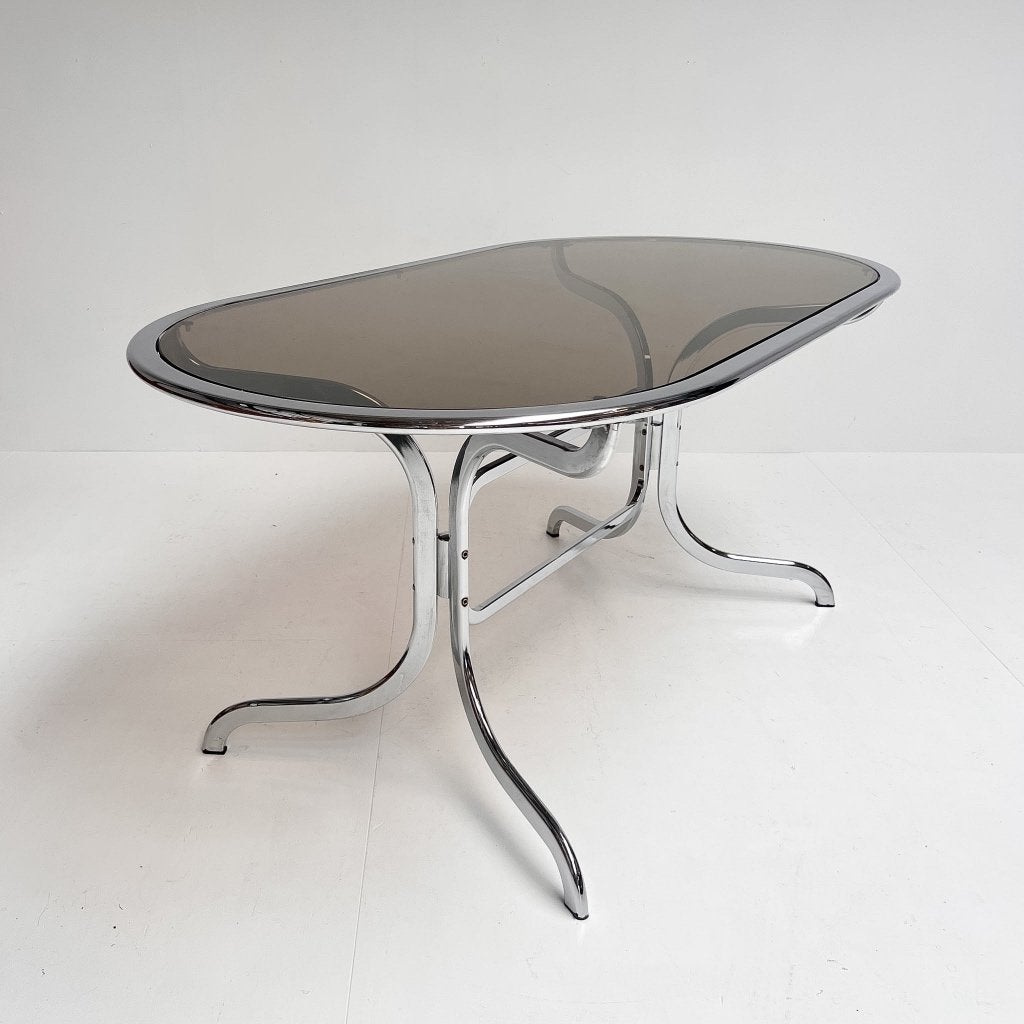 Glazen eettafel van Gastone Rinaldi voor Rima, 1970’s, Gebruikt, Rinaldi, Design, 150 tot 200 cm
