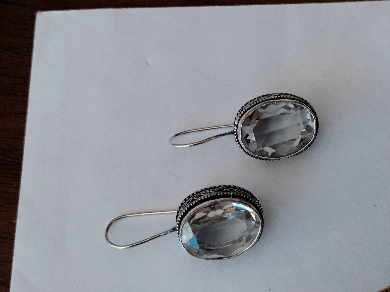 Zilveren oorbellen met wit topaas, Sieraden, Tassen en Uiterlijk, Oorbellen, Hangers, Verzenden, Wit, Nieuw