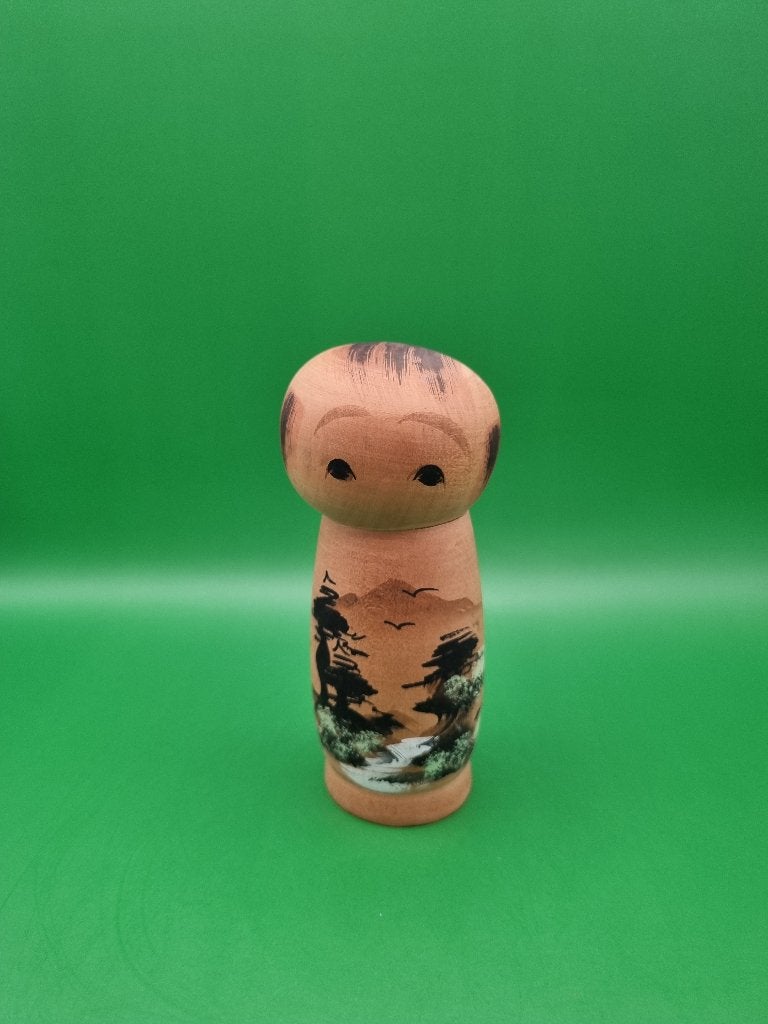Prachtige Japanse Sōsaku kokeshi, Antiek en Kunst, Hout, 11 cm, Ophalen of Verzenden, Geschilderd