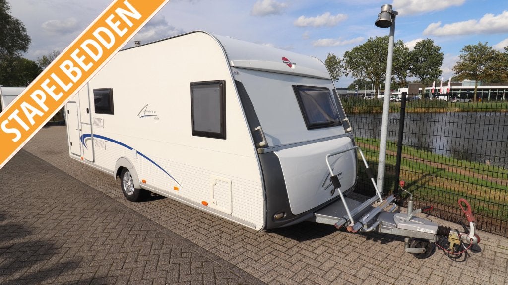 Bürstner Averso 495 TK - Stapelbed 5 Pers.-Voortent, Caravans en Kamperen, Dwars-stapelbed, Bedrijf, Treinzit, Bürstner
