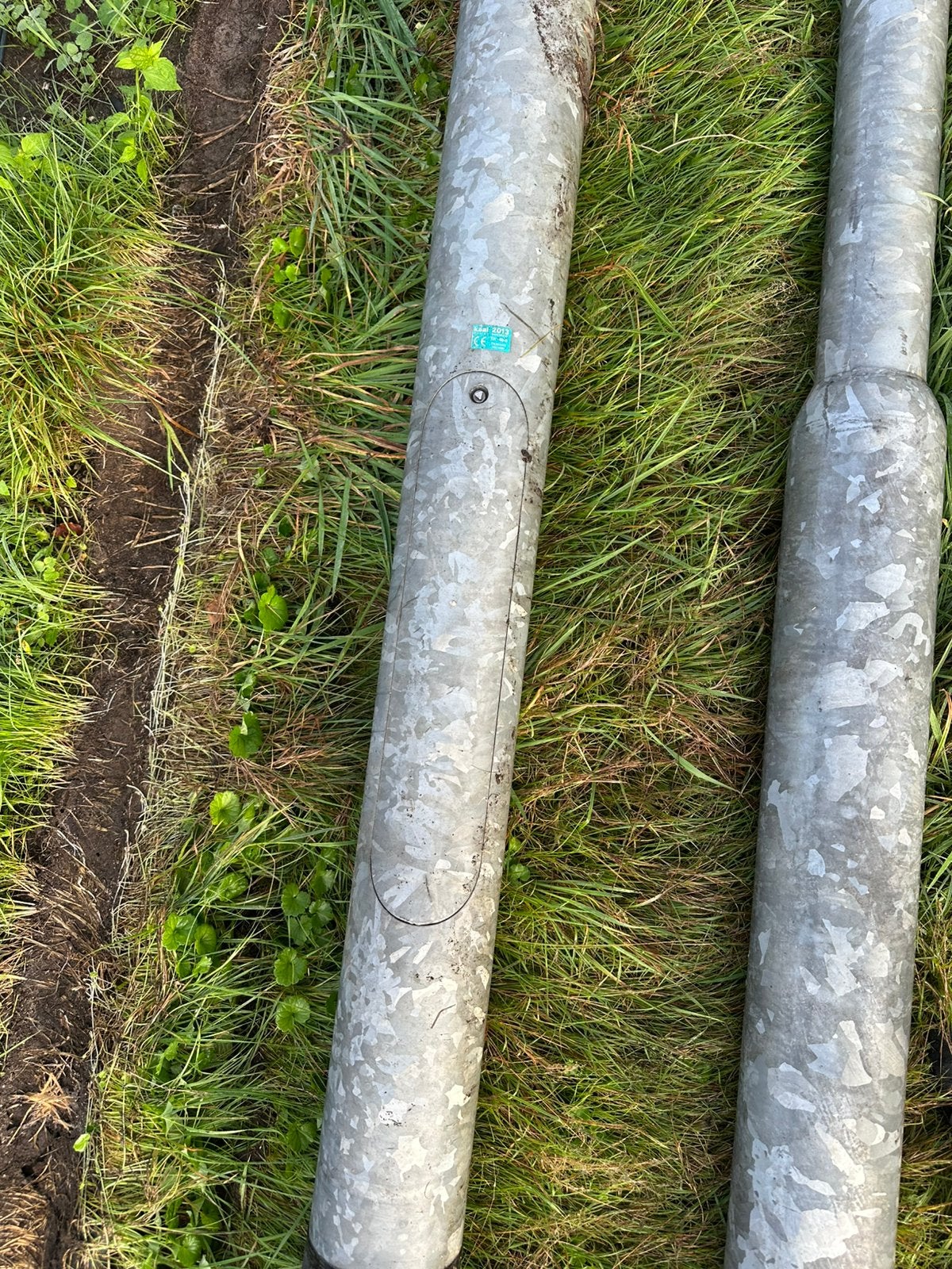 2 nieuwe verzinkte lichtmasten / lantaarnpalen – 10,75 meter, Ophalen, Minder dan 50 watt, Rvs, Netvoeding
