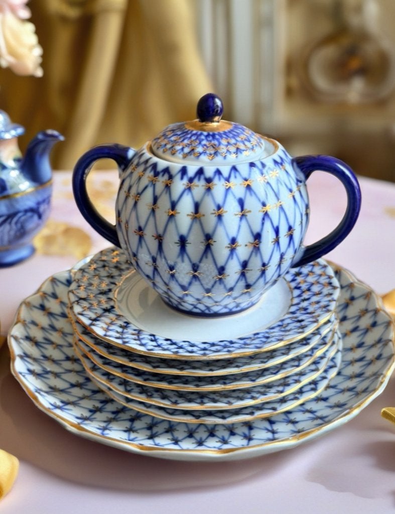 Origineel Lomonosov "Cobalt Net" servies - Jaren '70 USSR, Ophalen