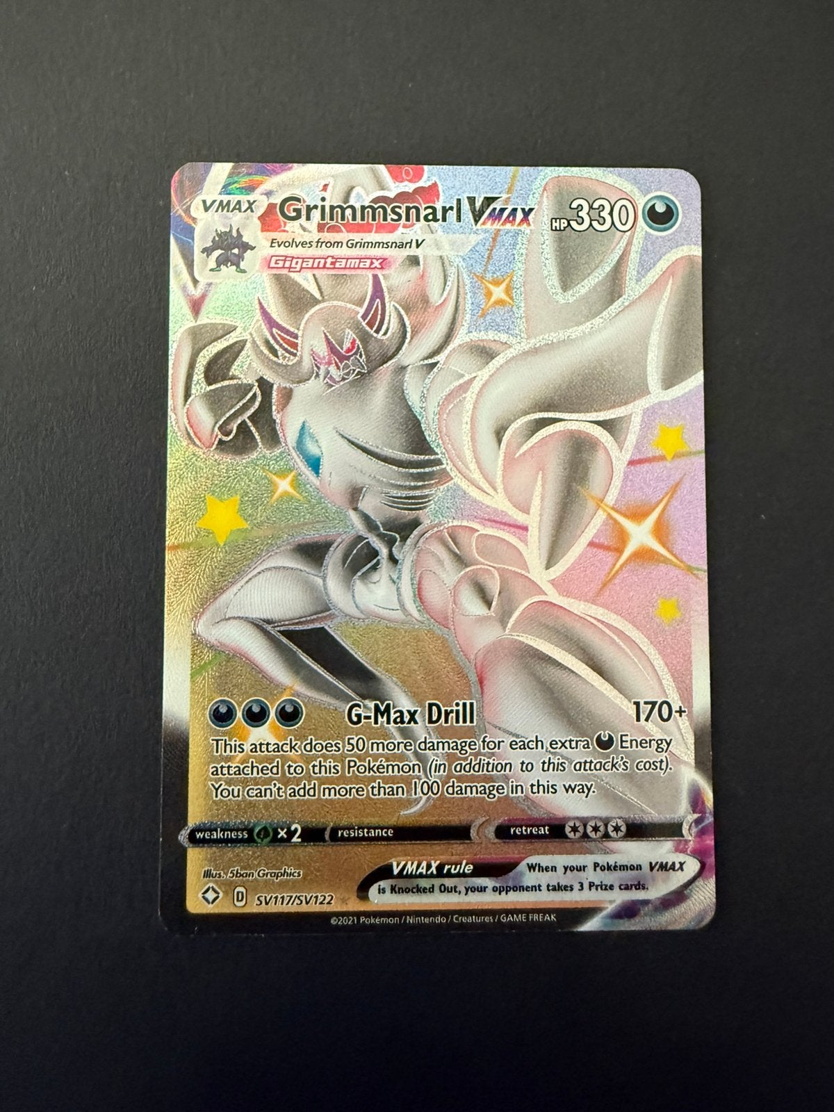 Shining Fates SV117/SV122 Grimmsnari Vmax, Hobby en Vrije tijd, Verzamelkaartspellen | Pokémon, Ophalen of Verzenden, Nieuw, Losse kaart