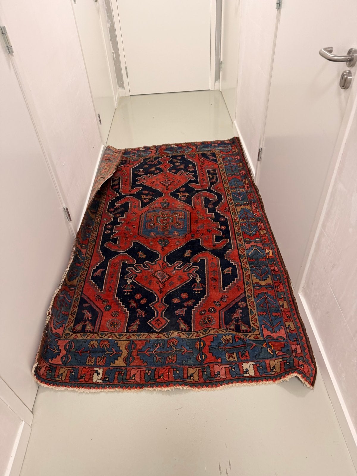 Vintage Perzisch tapijt uit de jaren '70, Zo goed als nieuw, 150 tot 200 cm, Rechthoekig, Rood