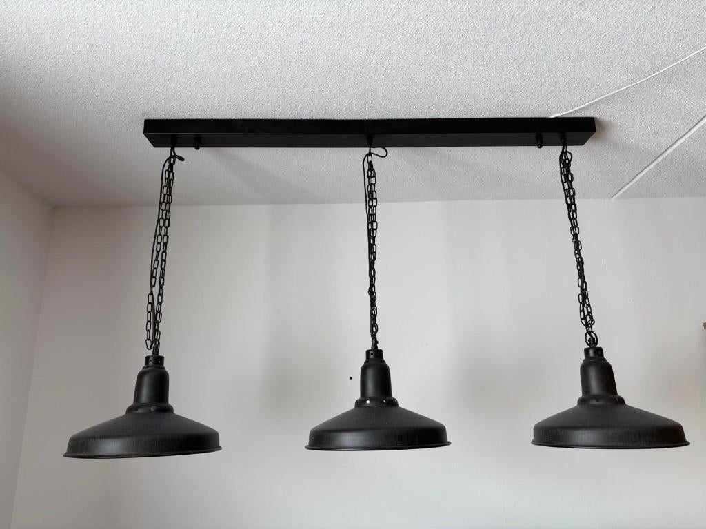 Industriële eetkamer hanglamp te koop, Ophalen, Zo goed als nieuw, Metaal, Industrieel