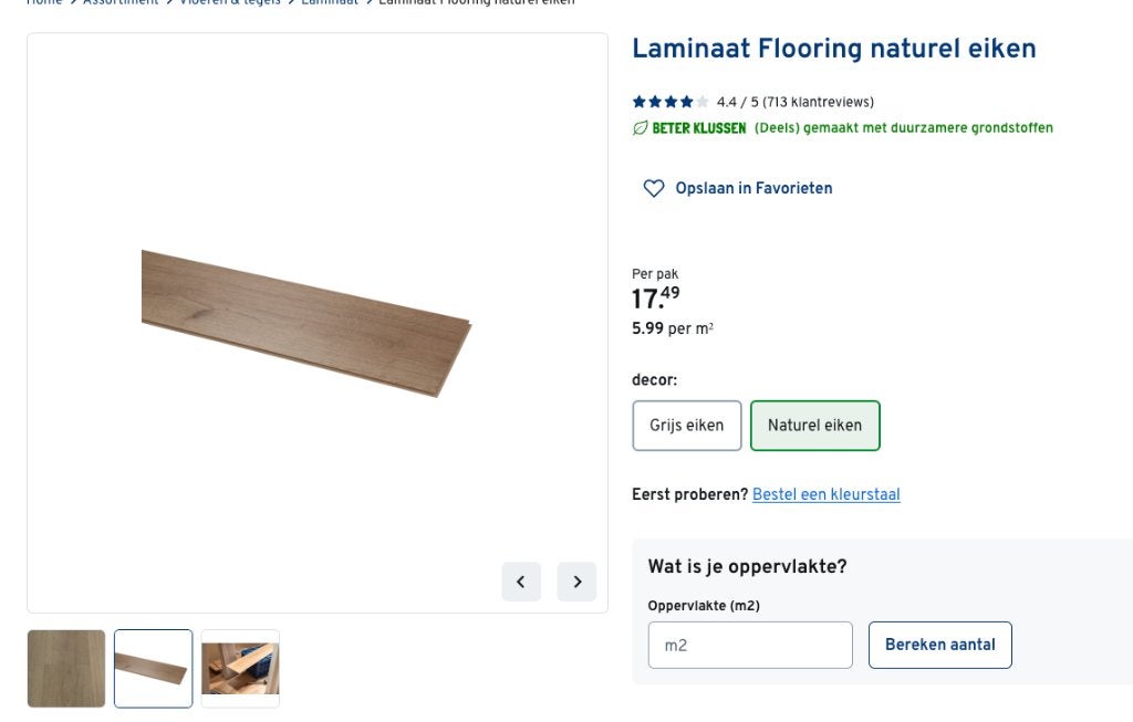 Laminate Flooring natural oak (Almere), Ophalen, Zo goed als nieuw, Crème, Minder dan 5 m²