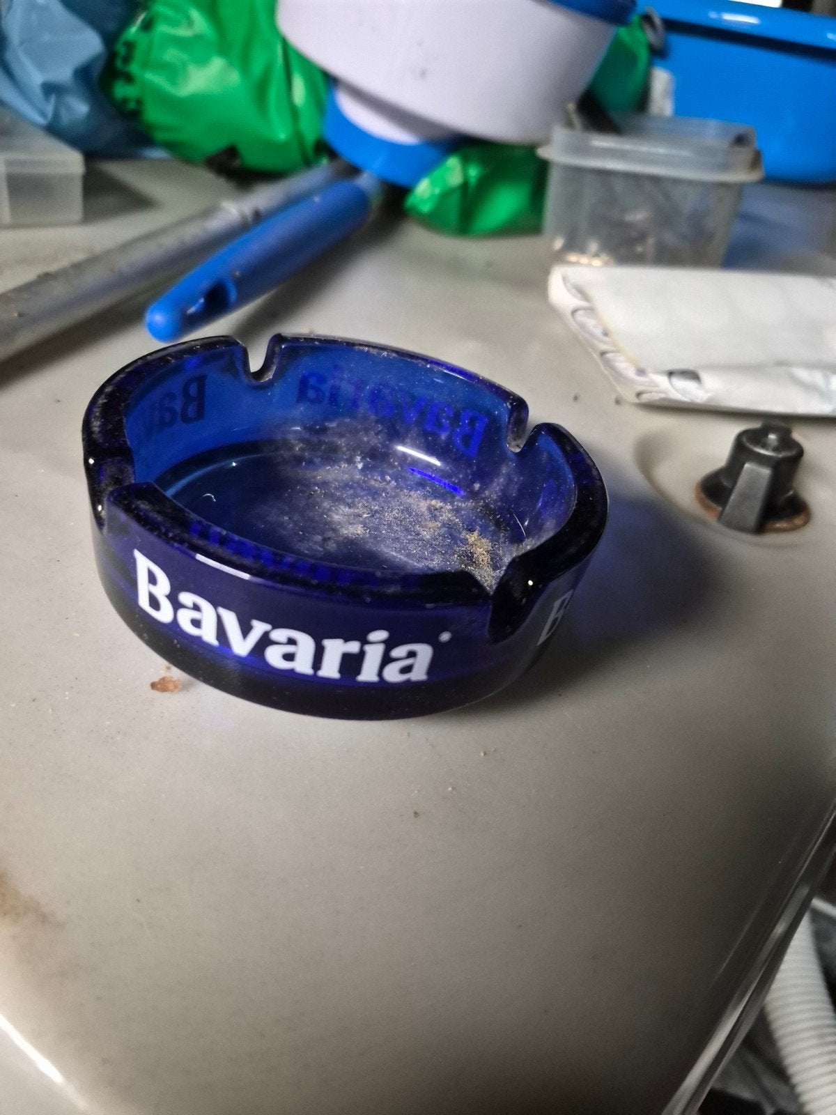 Vintage Bavaria Bier Asbak - Blauw Glas, Verzamelen, Ophalen, Gebruikt, Overige typen, Bavaria