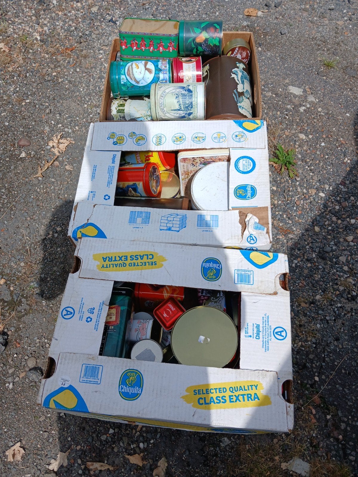 Grote partij vintage blikken en trommels, Verzamelen, Blikken, Ophalen of Verzenden