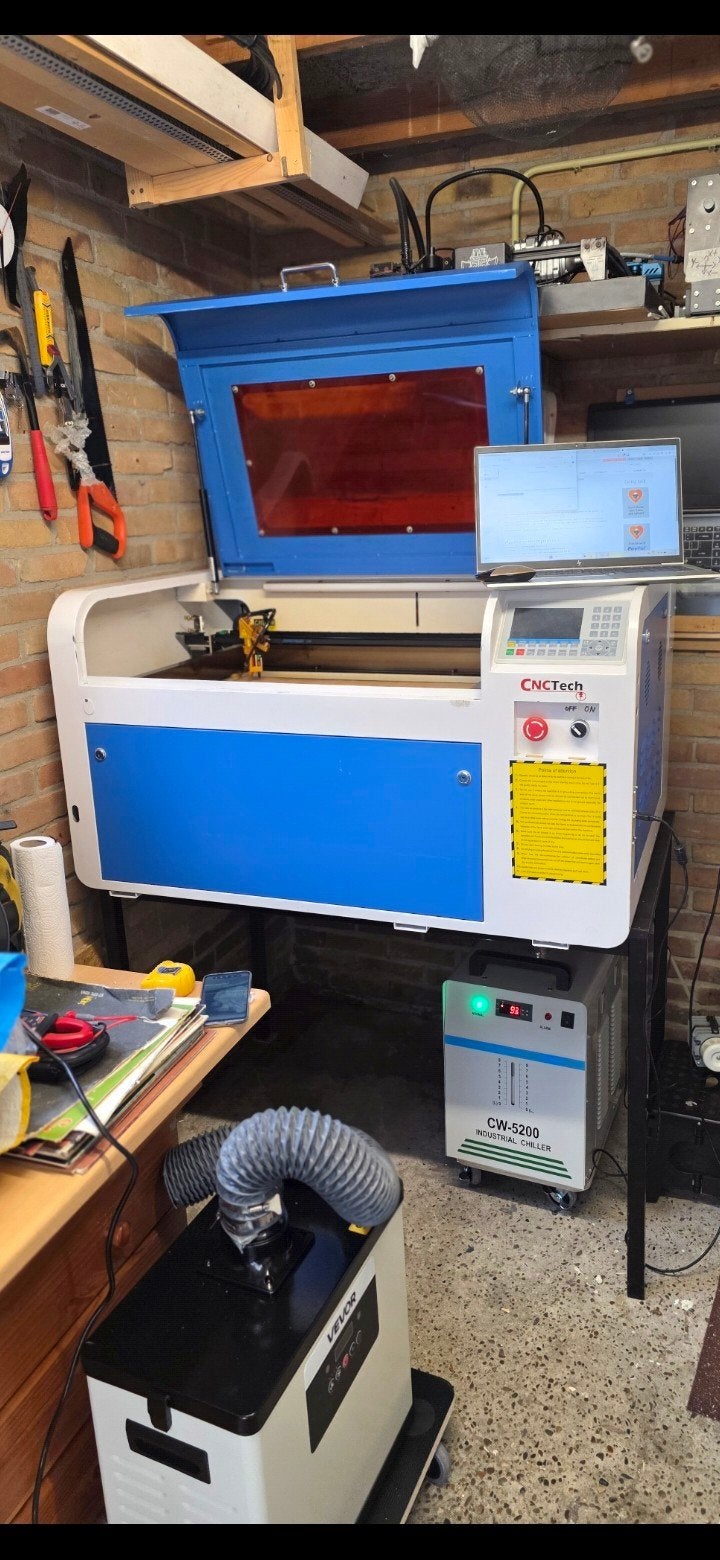 CNC CO₂ Laser 50W - Ruida - Water Chiller + Fume Extractor, Ophalen