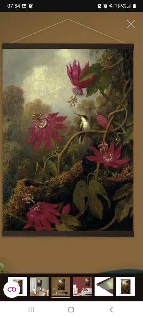 Mooie print kolibrie roze bloemen Leen Bakker, 70 cm, Wandhanger, Textiel, Nieuw