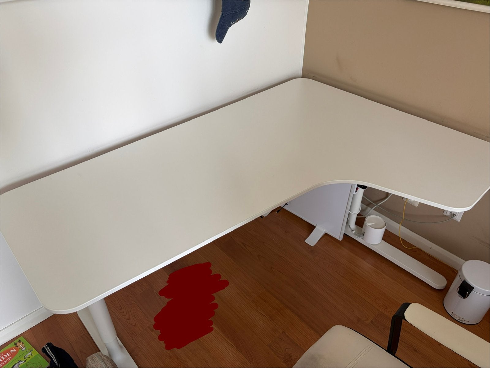IKEA Bekant Hoekbureau Rechts - Wit, Gebruikt, Hoekbureau, In hoogte verstelbaar, Ophalen of Verzenden
