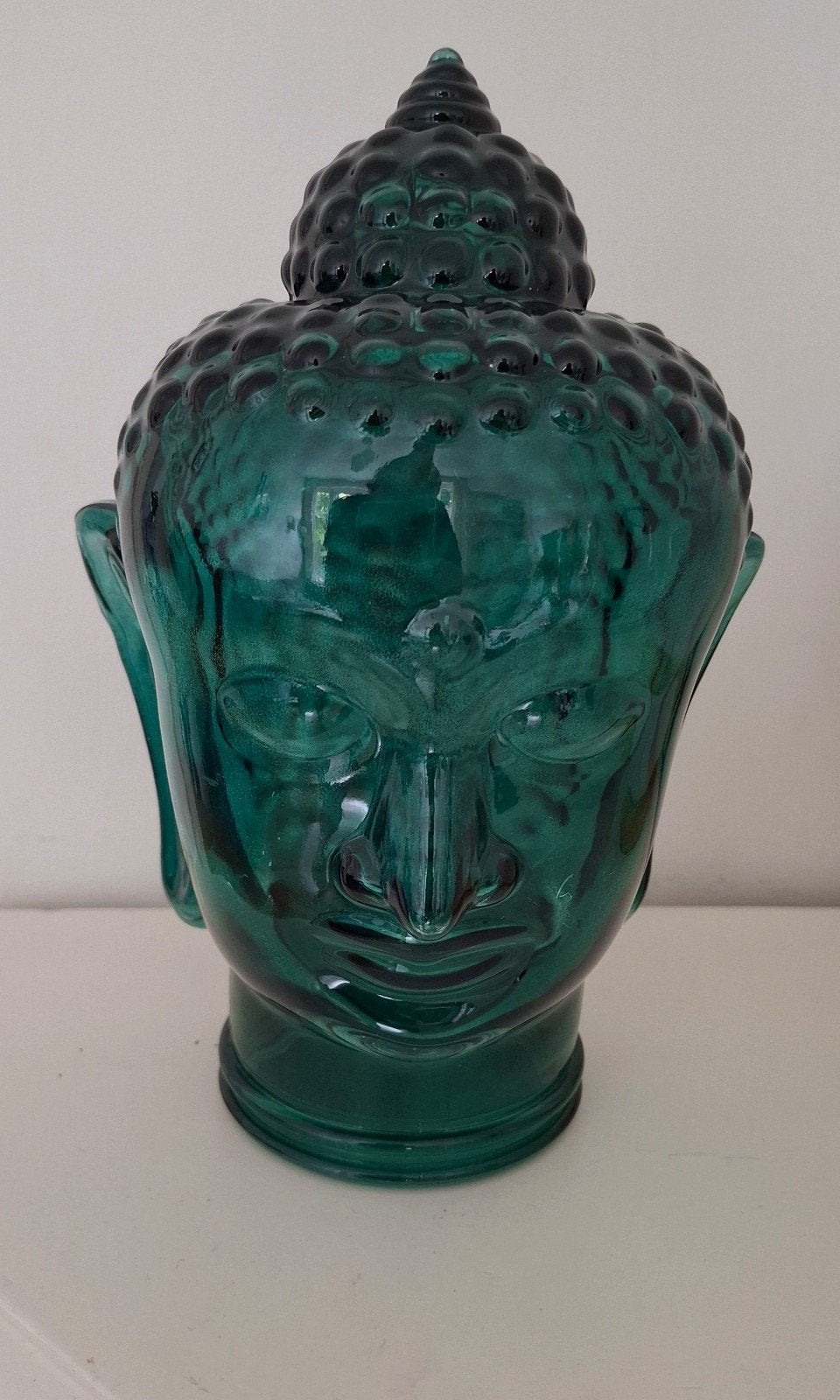 Boeddha buddha Hoofd Lamp - Groen Glas, Ophalen of Verzenden, Gebruikt