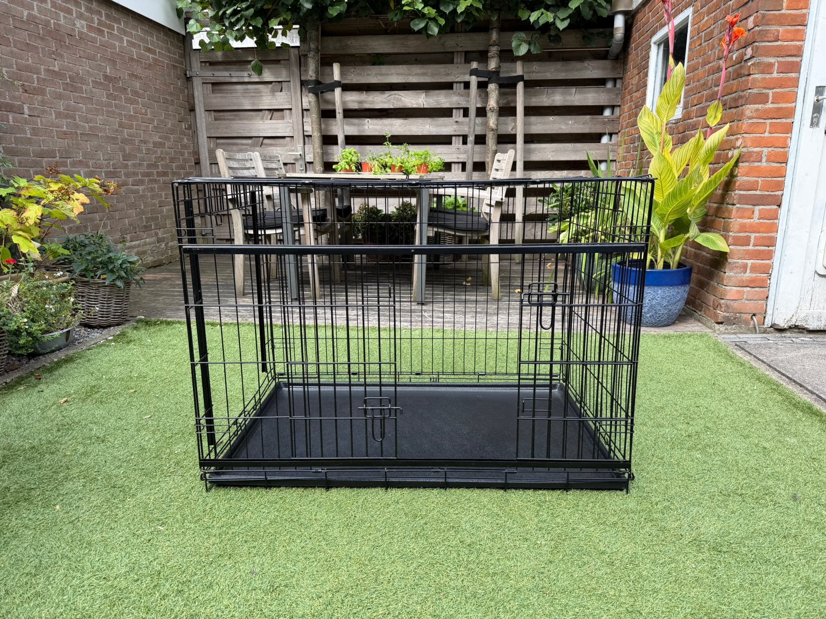 Hondenbench XL met 2 deuren 107x71x79 en benchdivider+kussen, Dieren en Toebehoren, Hondenhokken, Ophalen, Zo goed als nieuw, 75 tot 110 cm