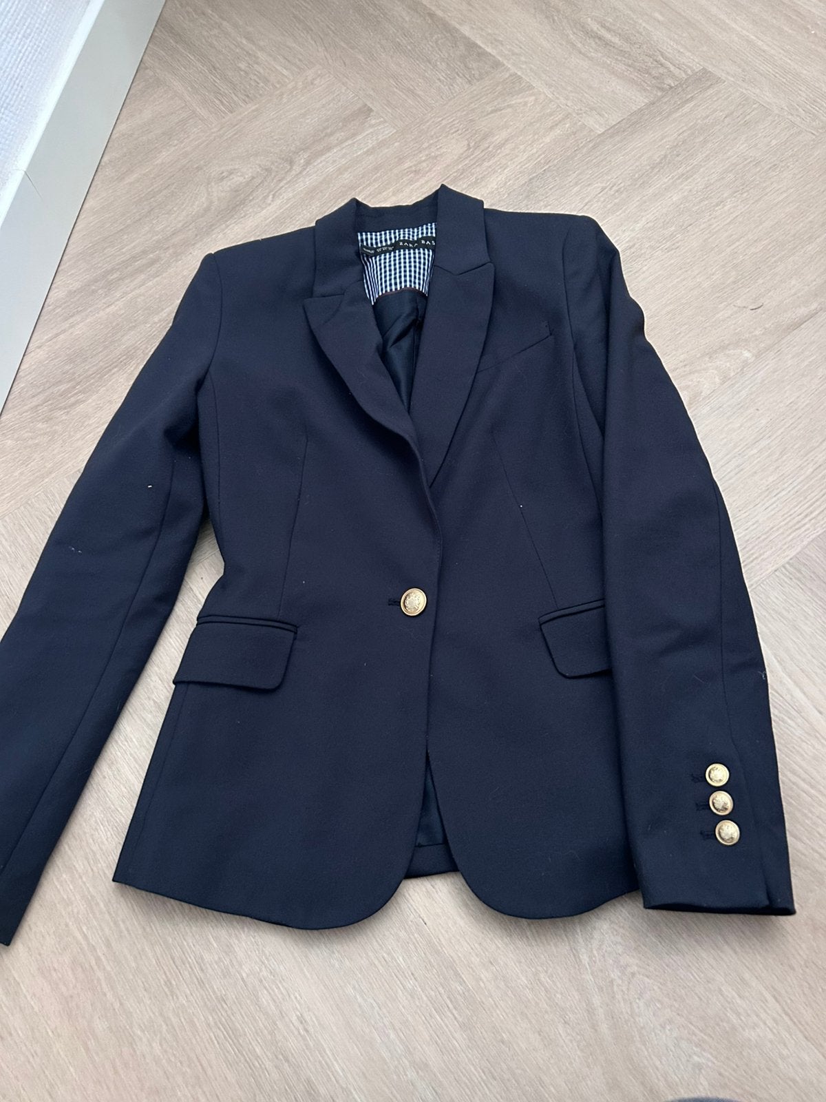 Zara donkerblauw colbert met gouden knopen maat xs zgan, Ophalen of Verzenden, Zo goed als nieuw, Maat 46 (S) of kleiner, Blauw