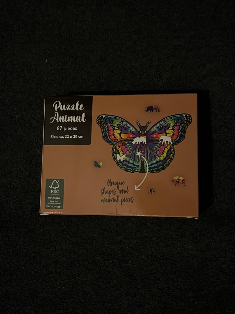 87 stukjes puzzel ‘vlinder’, Ophalen of Verzenden, Minder dan 500 stukjes, Gebruikt, Legpuzzel