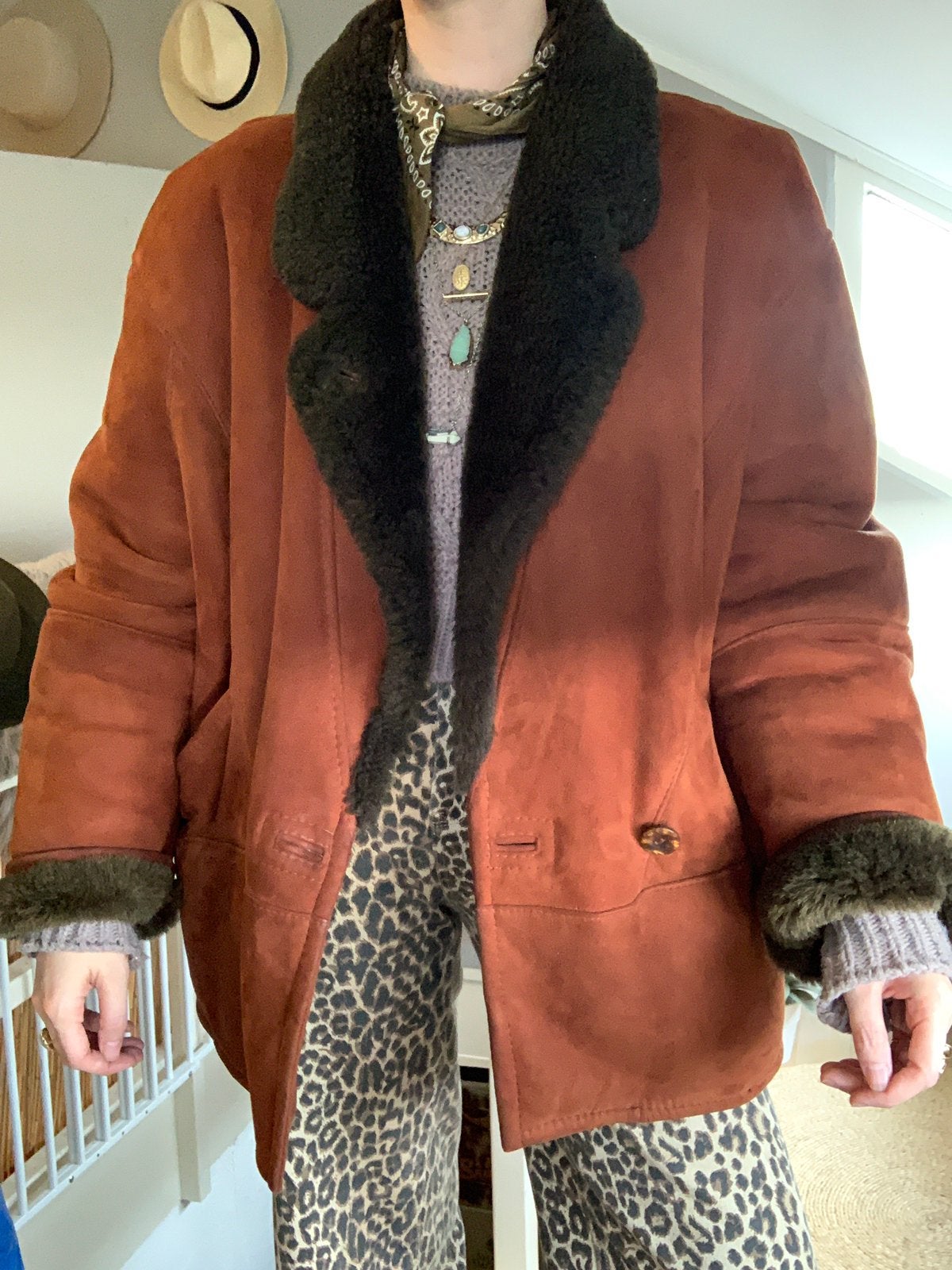 Vintage bomberjack L shearling lammy coar, Maat 38/40 (M), Overige kleuren, -, -